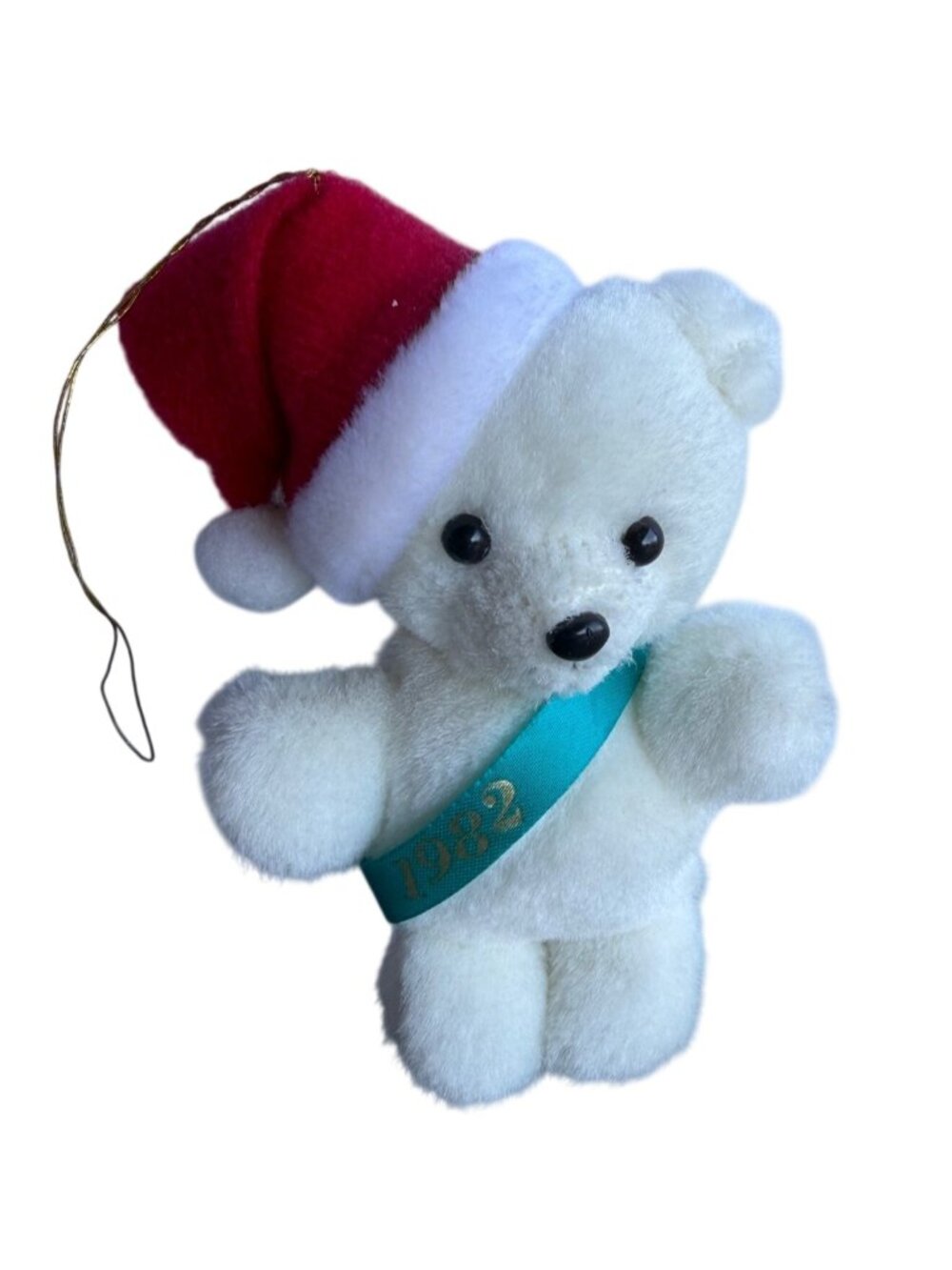 Vintage 1982 Avon Baby's Keepsake Ornament Christmas Stuffed Bear w/Sash (BOXED)